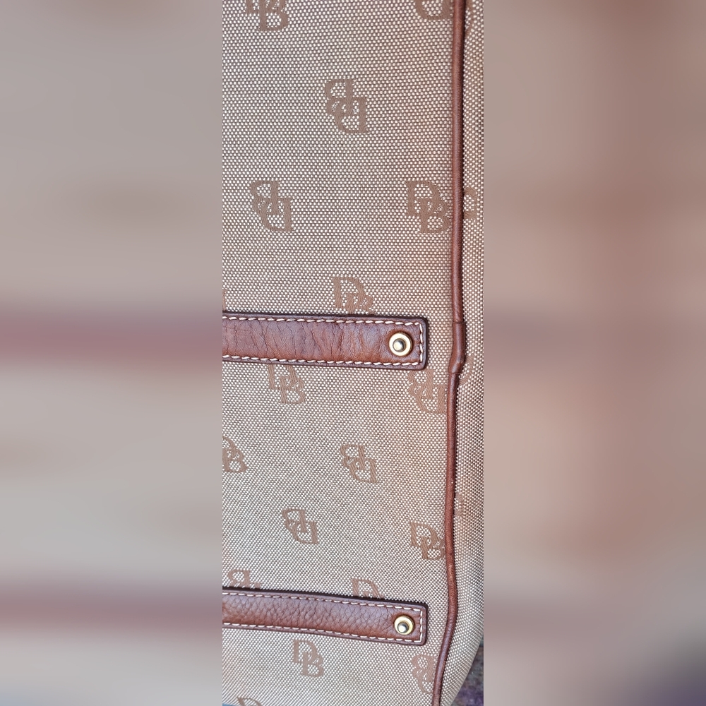 Vintage Dooney & Bourke Tan and Brown Logo Satchel - Picture 11 of 16